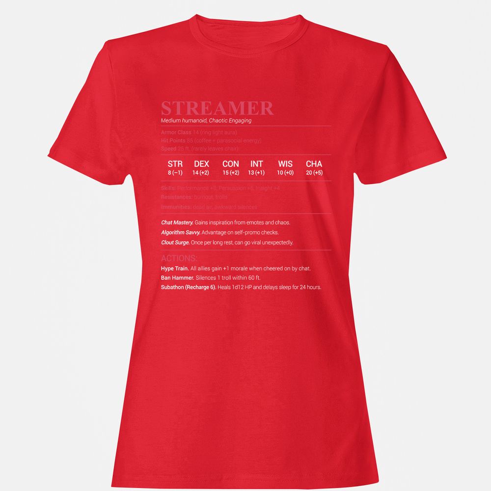 Streamer Stats Women's T-Shirt - Red - 13