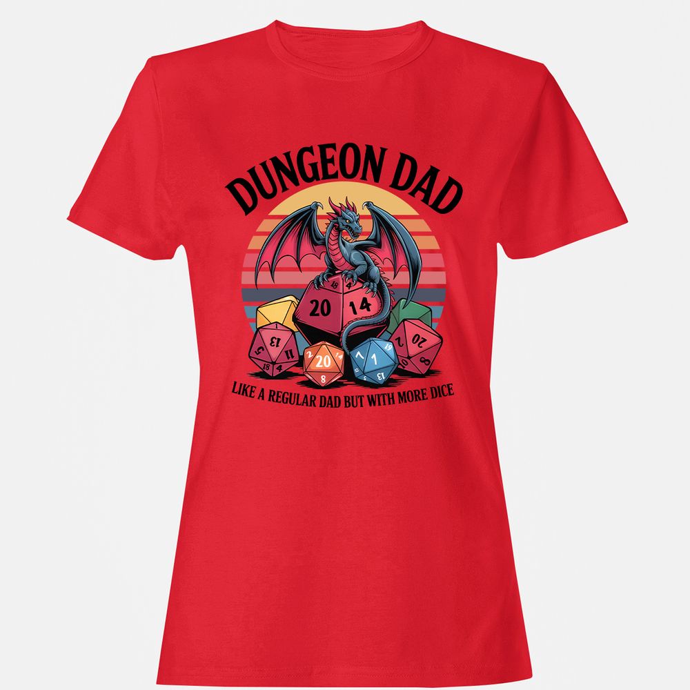 Dungeon Dad With More Dice Women's T-Shirt - Red - 13