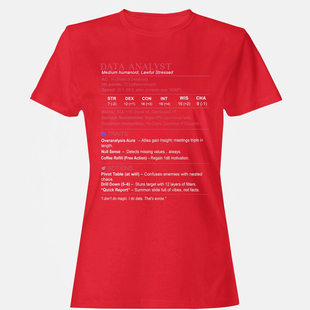 Data Analyst Stats Women's T-Shirt - Red - 13