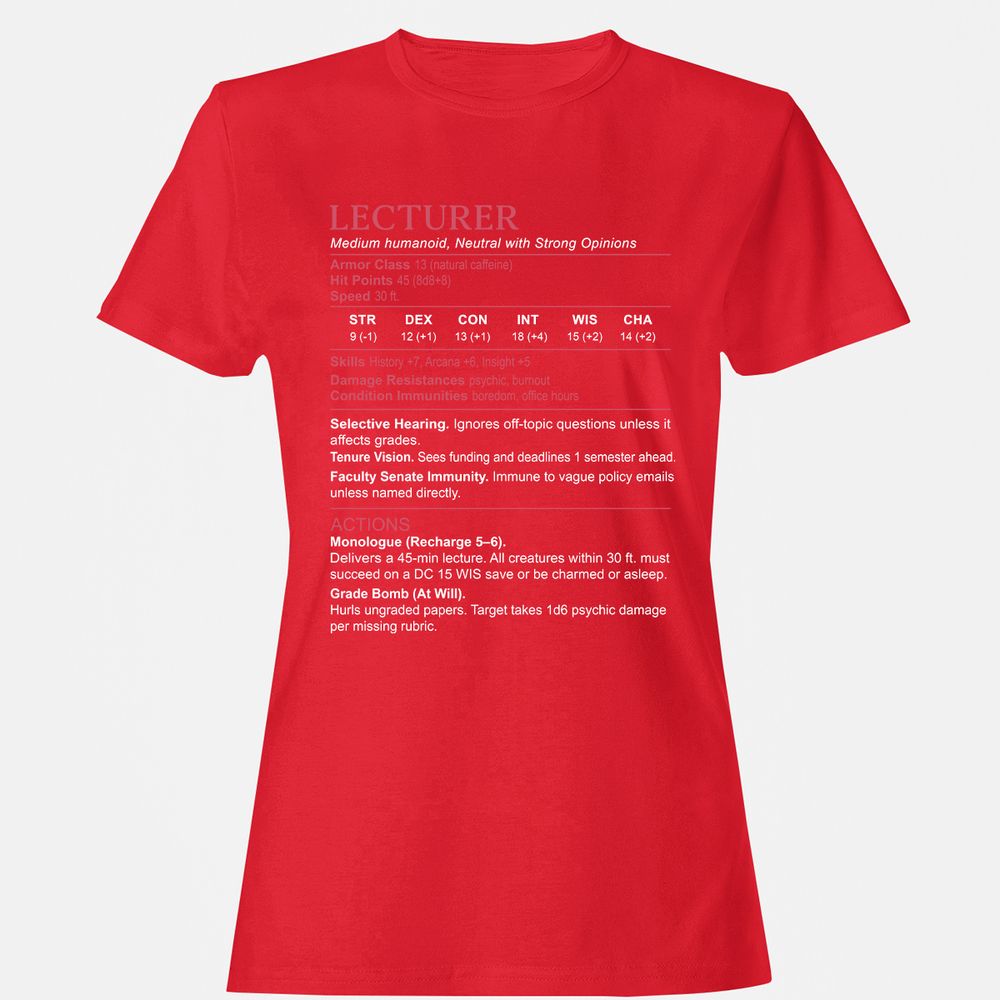 Lecturer Stats Women's T-Shirt - Red - 13