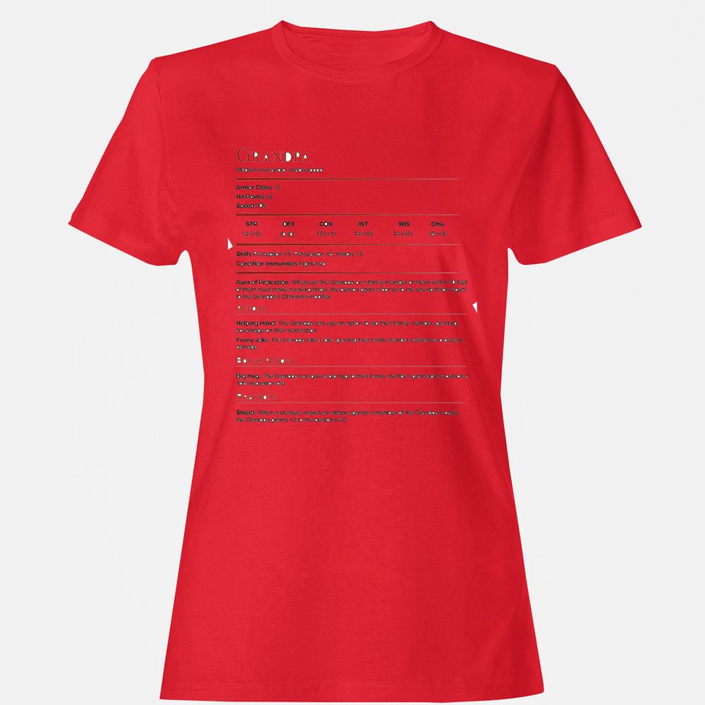 Grandpa Stat Block Women's T-Shirt - Red - 13