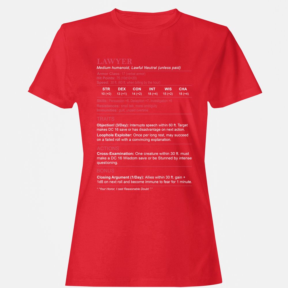 Lawyer Stats Women's T-Shirt - Red - 13