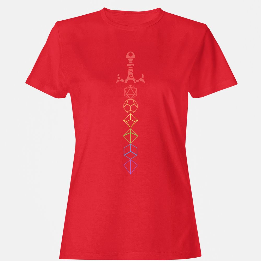 Rainbow Dice Sword LGBT Women's T-Shirt - Red - 13
