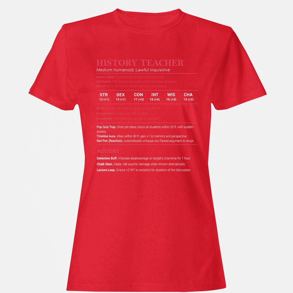 History Teacher Women's T-Shirt - Red - 13