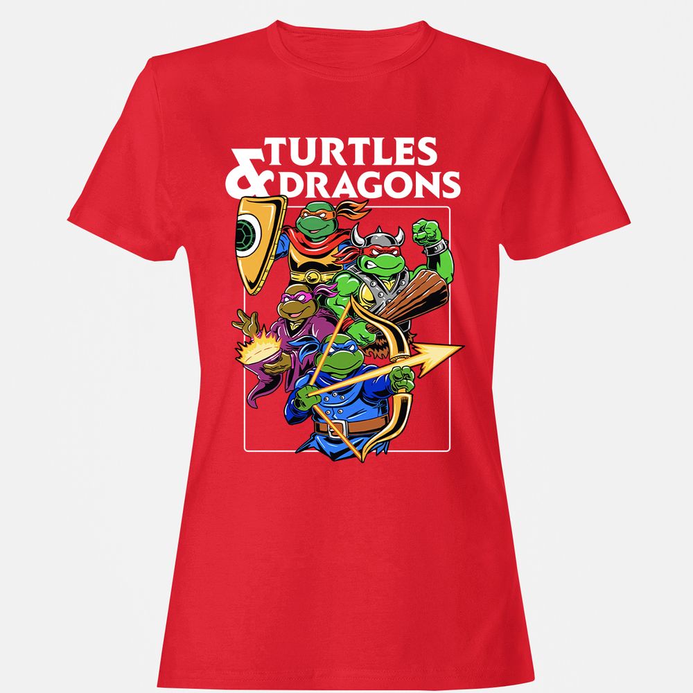 Turtles & Dragons Women's T-Shirt - Red - 13