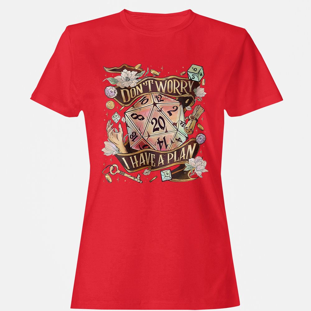 Floral Don't Worry I Have A Plan Women's T-Shirt - Red - 13