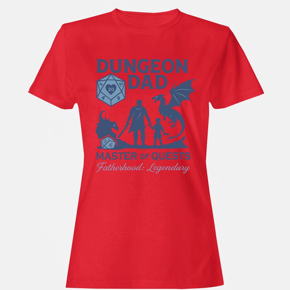 Dungeon Dad Master Of Quests Women's T-Shirt - Red - 13