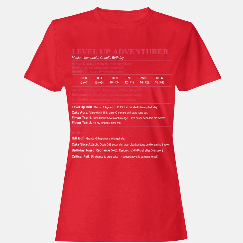 Level Up Adventurer Women's T-Shirt - Red - 13