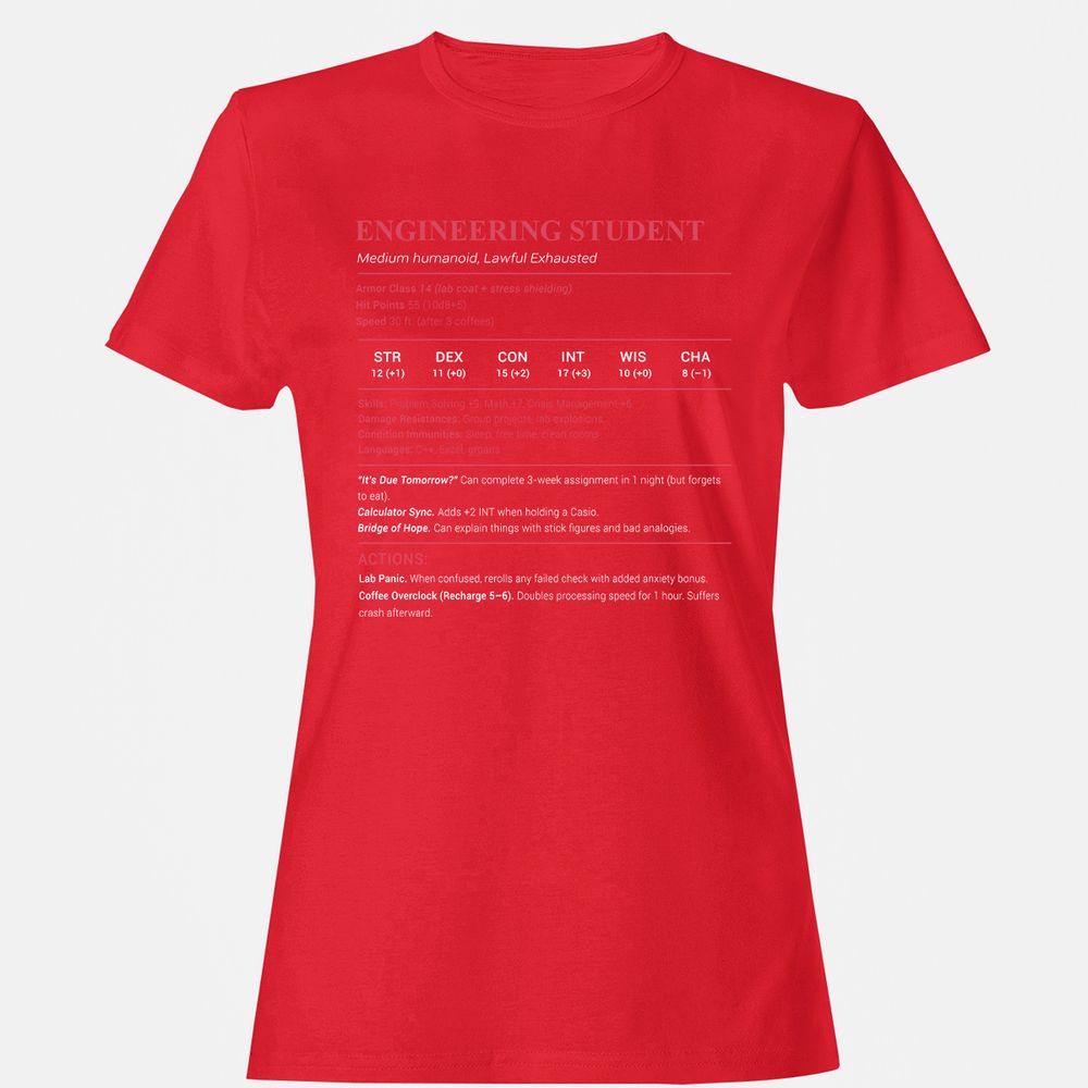 Engineering Student Women's T-Shirt - Red - 13