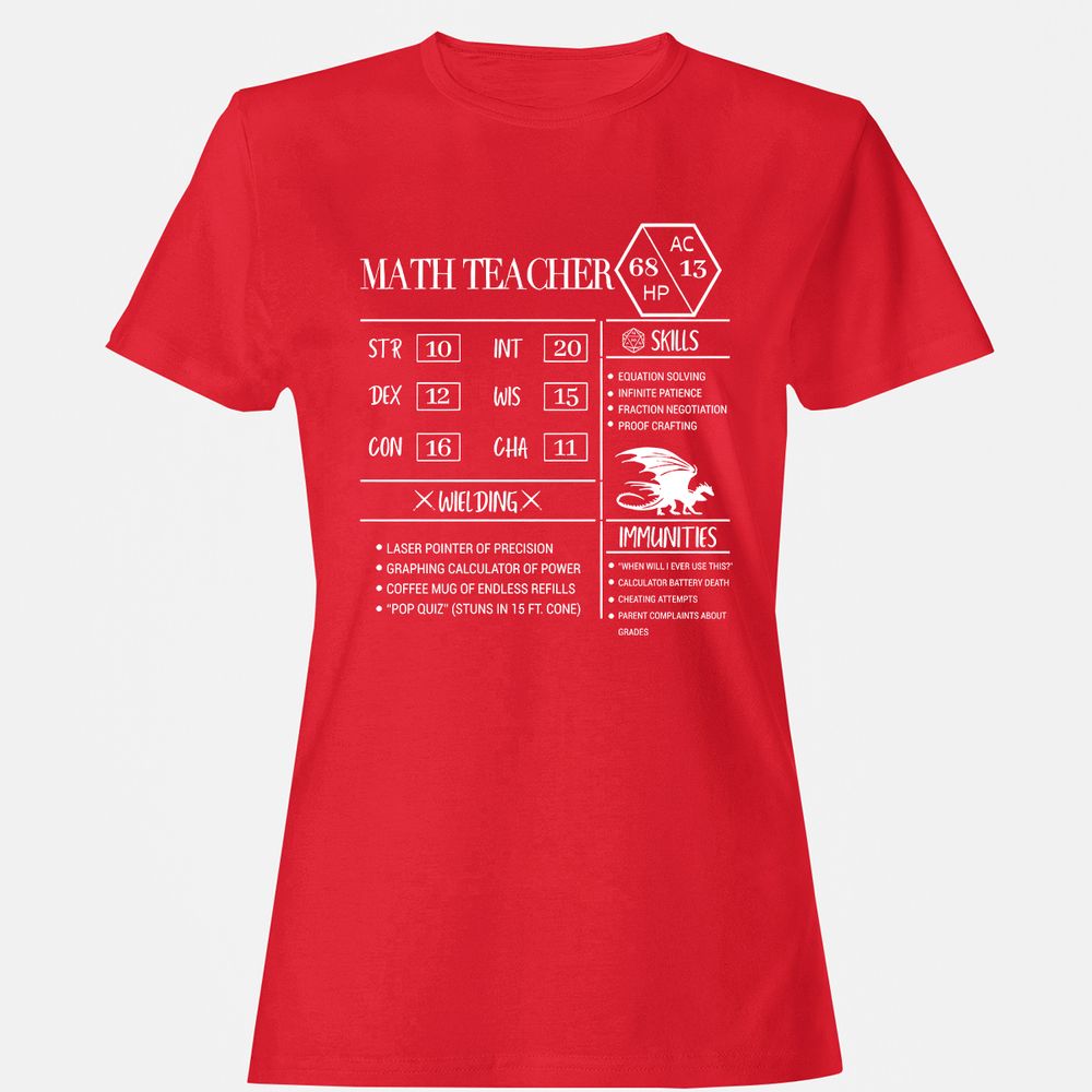 Math Teacher New Women's T-Shirt - Red - 13