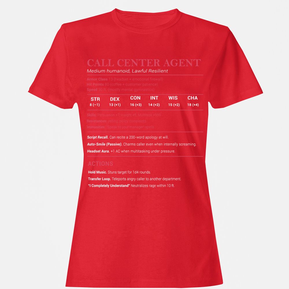 Call Center Agent Stats Women's T-Shirt - Red - 13