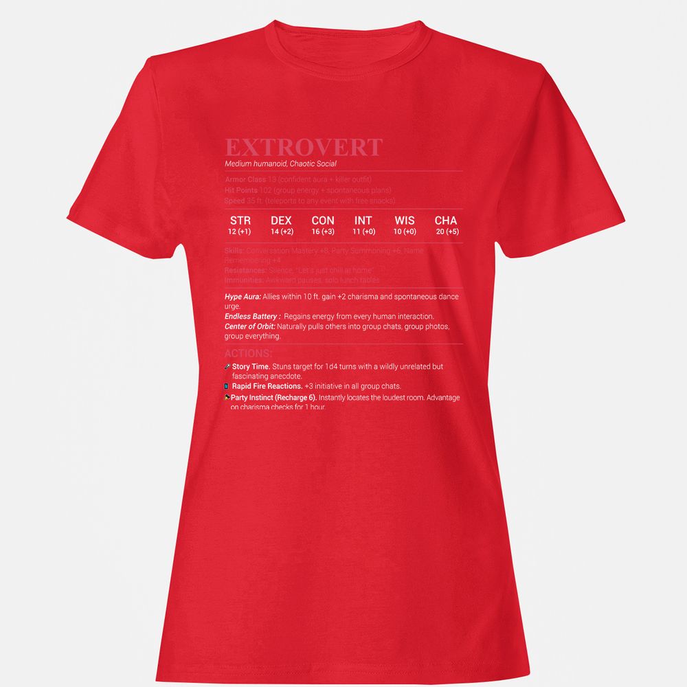 Extrovert Stats Women's T-Shirt - Red - 13