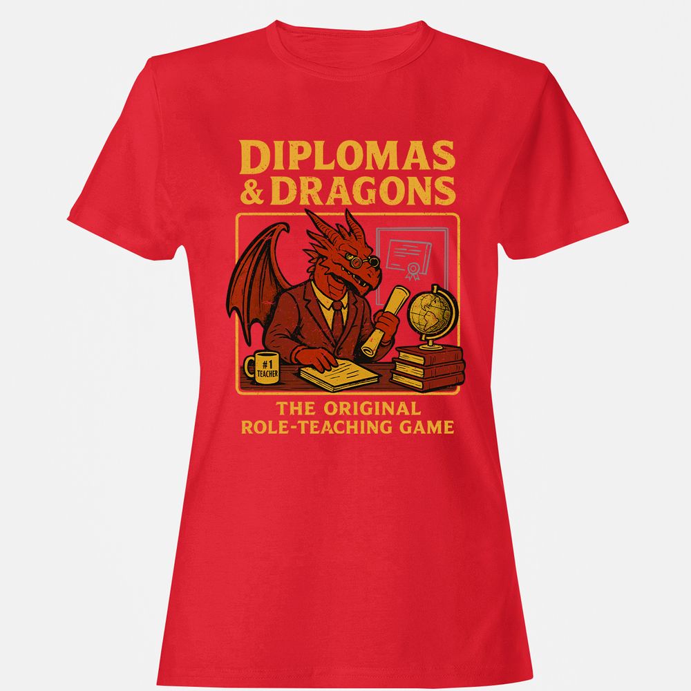 Diplomas & Dragons Women's T-Shirt - Red - 13