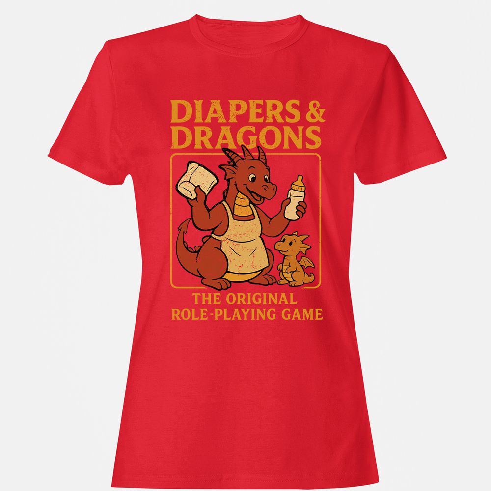 Diapers & Dragons Women's T-Shirt - Red - 13