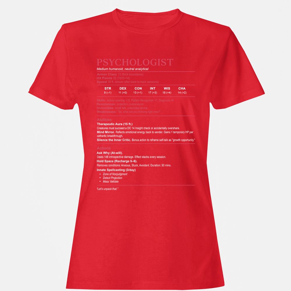 Psychologist Stats Women's T-Shirt - Red - 13