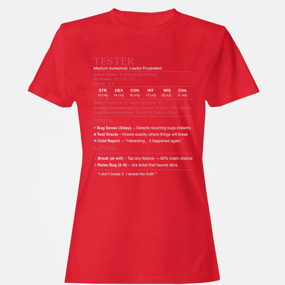Tester Stats Women's T-Shirt - Red - 13
