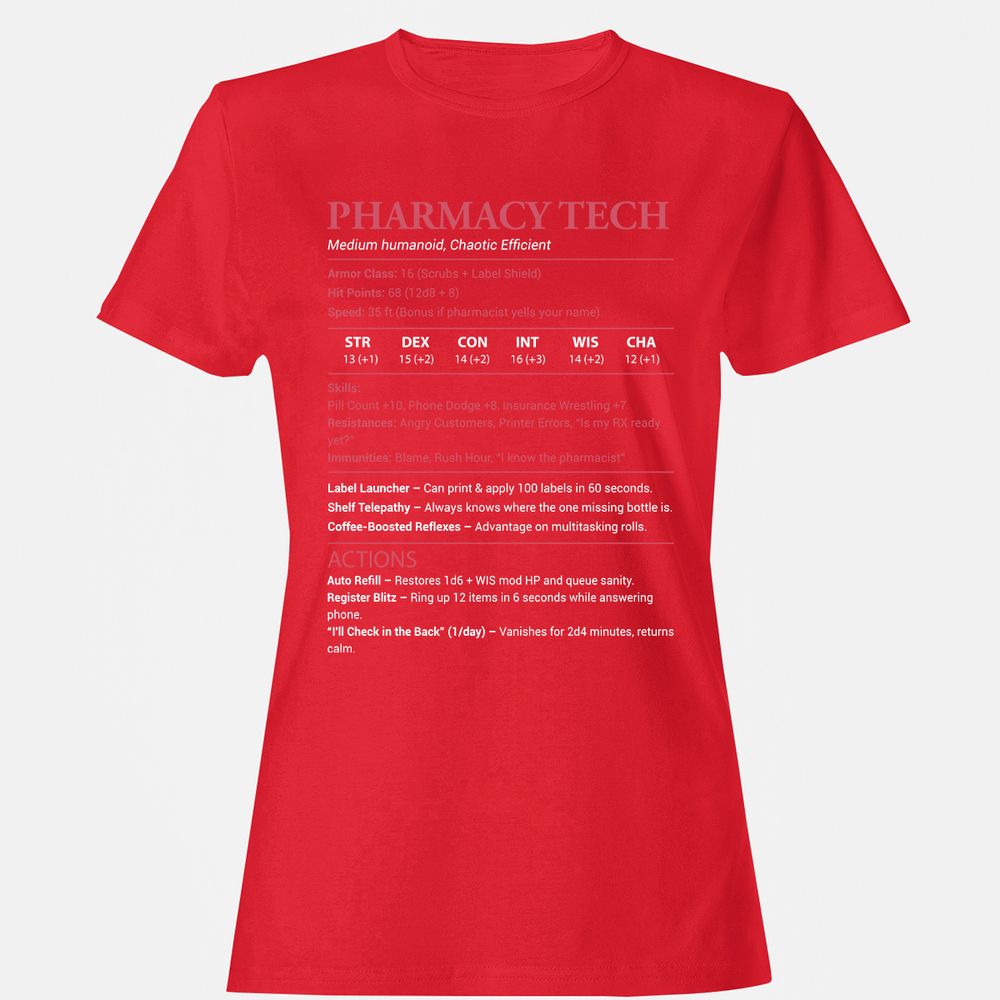 Pharmacy Tech Women's T-Shirt - Red - 13