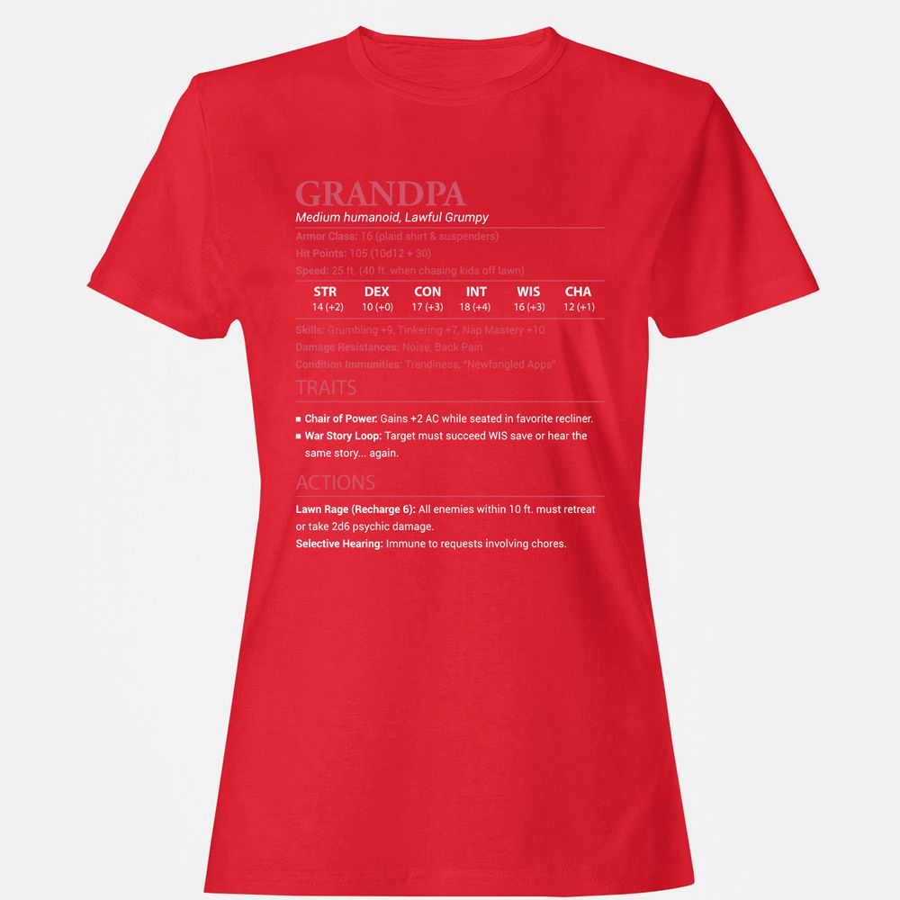Grandpa Stats Women's T-Shirt - Red - 13