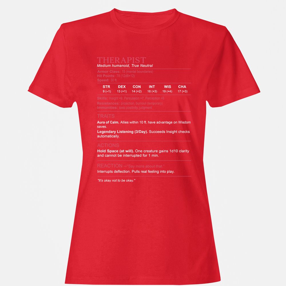 Therapist Stats Women's T-Shirt - Red - 13