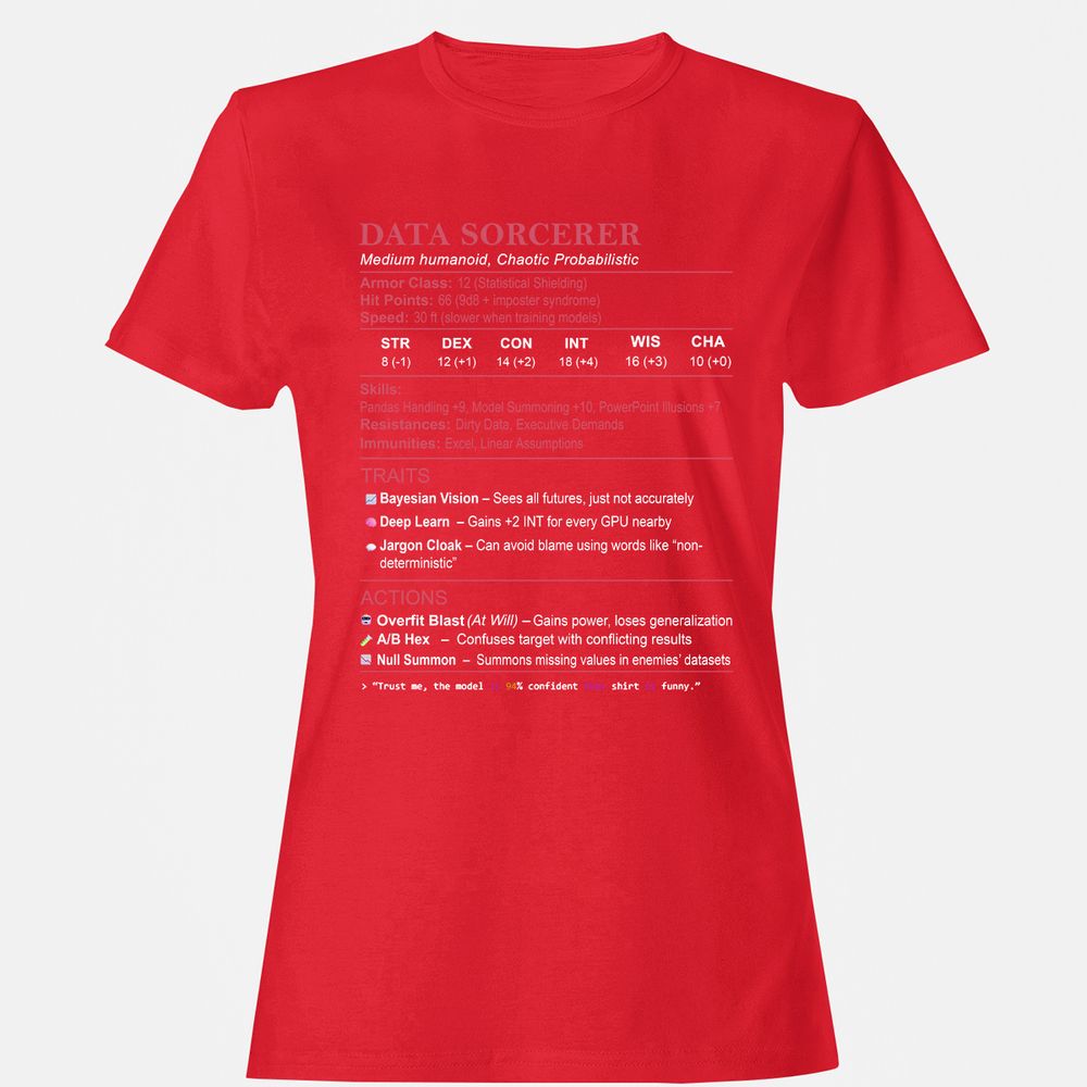 Data Scientist Stats (Data Sorcerer) Women's T-Shirt - Red - 13