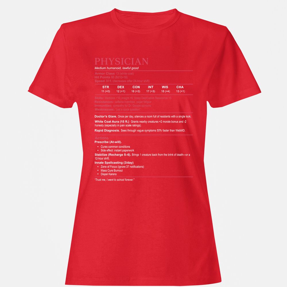 Physician Stats Women's T-Shirt - Red - 13