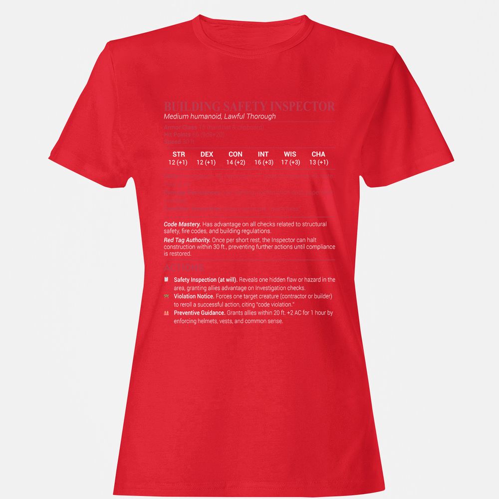 Building Safety Inspector Women's T-Shirt - Red - 13