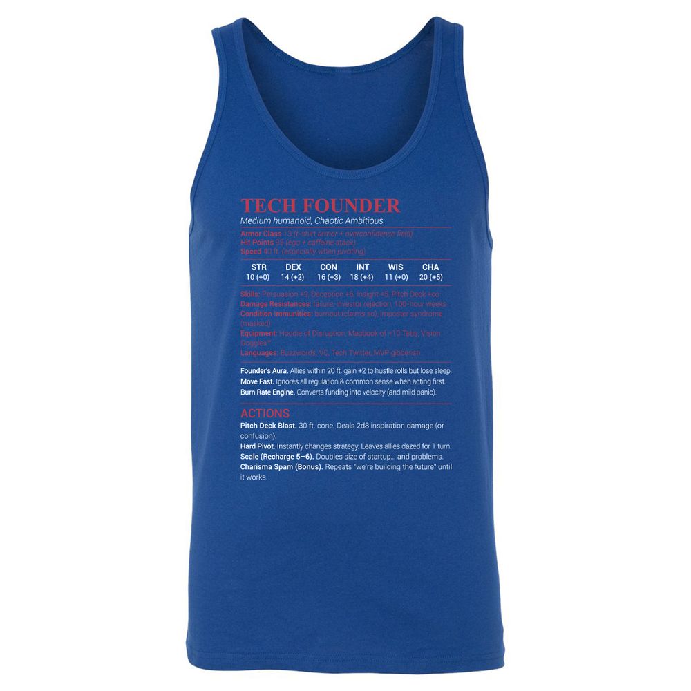 Tech Founder Unisex Jersey Tank - True Royal - 13