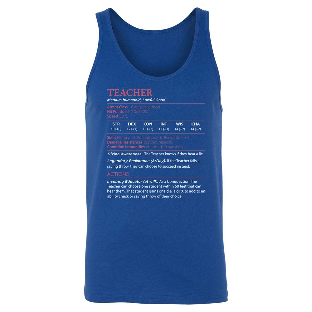 Teacher Unisex Jersey Tank - True Royal - 13