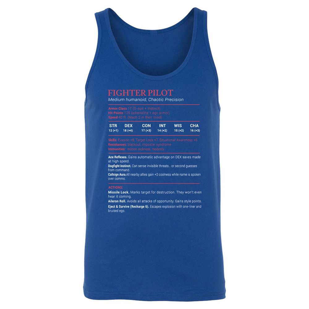 Fighter Pilot Stats Unisex Jersey Tank - True Royal - 13
