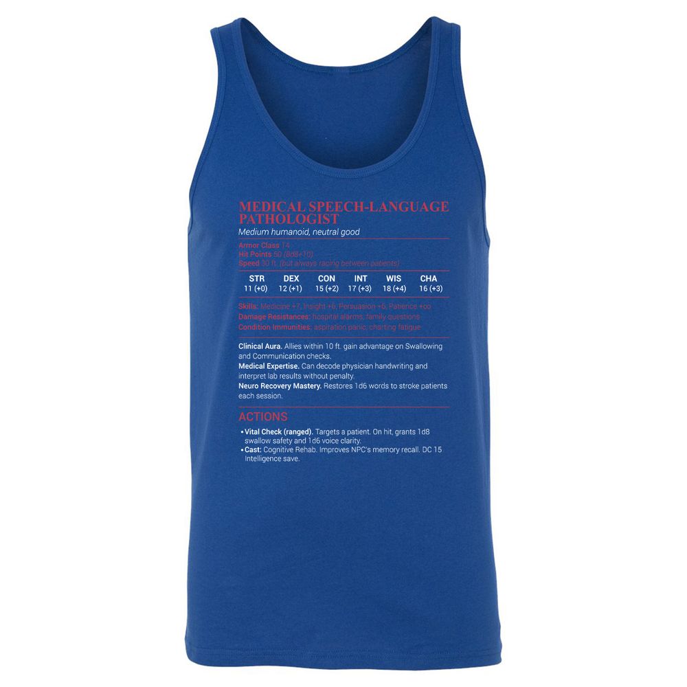 Medical SLP Unisex Jersey Tank - True Royal - 13