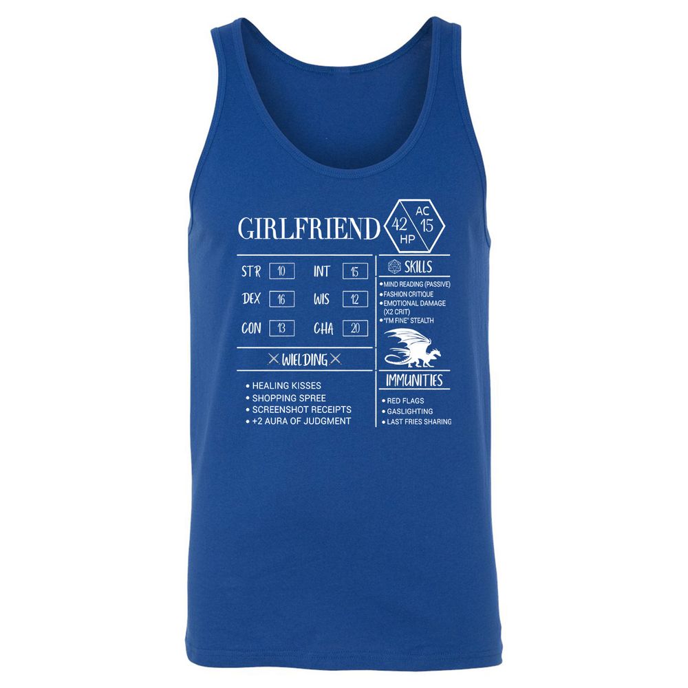 Girlfriend Stats Unisex Jersey Tank - True Royal - 13