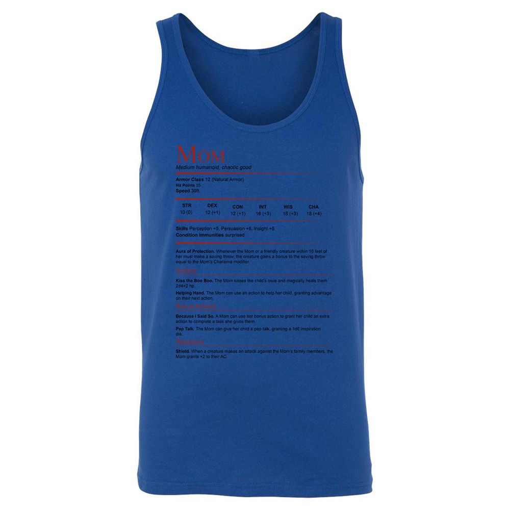Mom Stats Unisex Jersey Tank - True Royal - 13