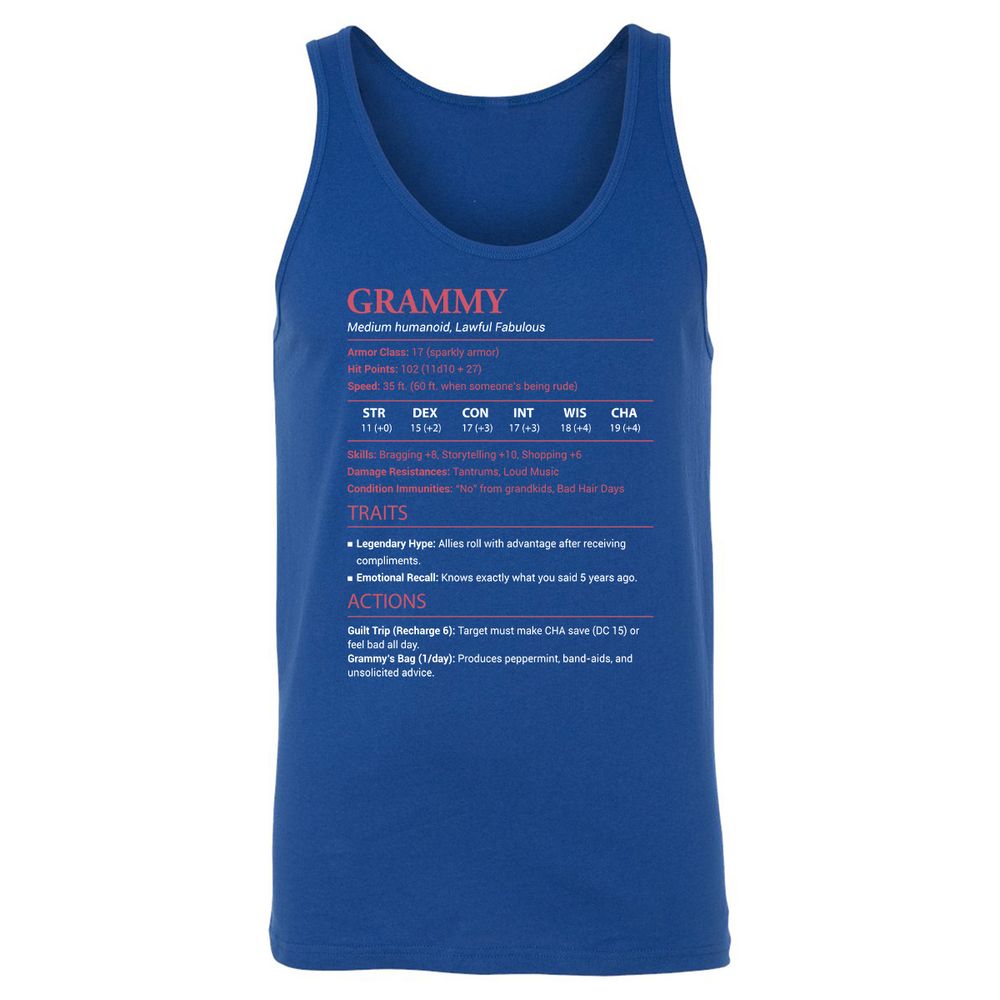 Grammy Stats Unisex Jersey Tank - True Royal - 13