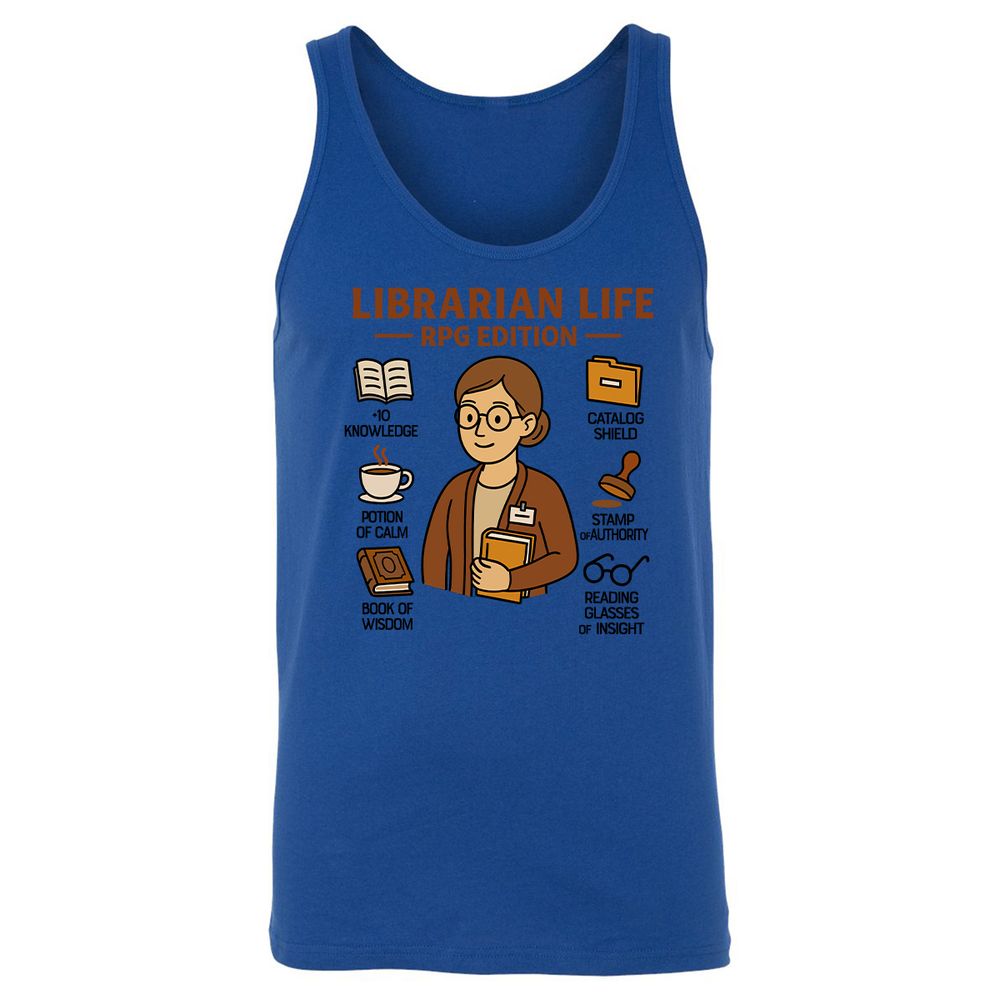 Librarian Life RPG Edition Unisex Jersey Tank - True Royal - 13