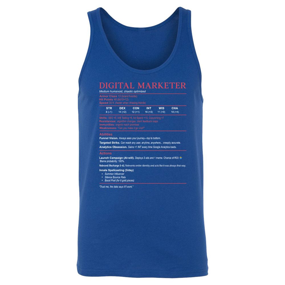 Digital Marketer Stats Unisex Jersey Tank - True Royal - 13