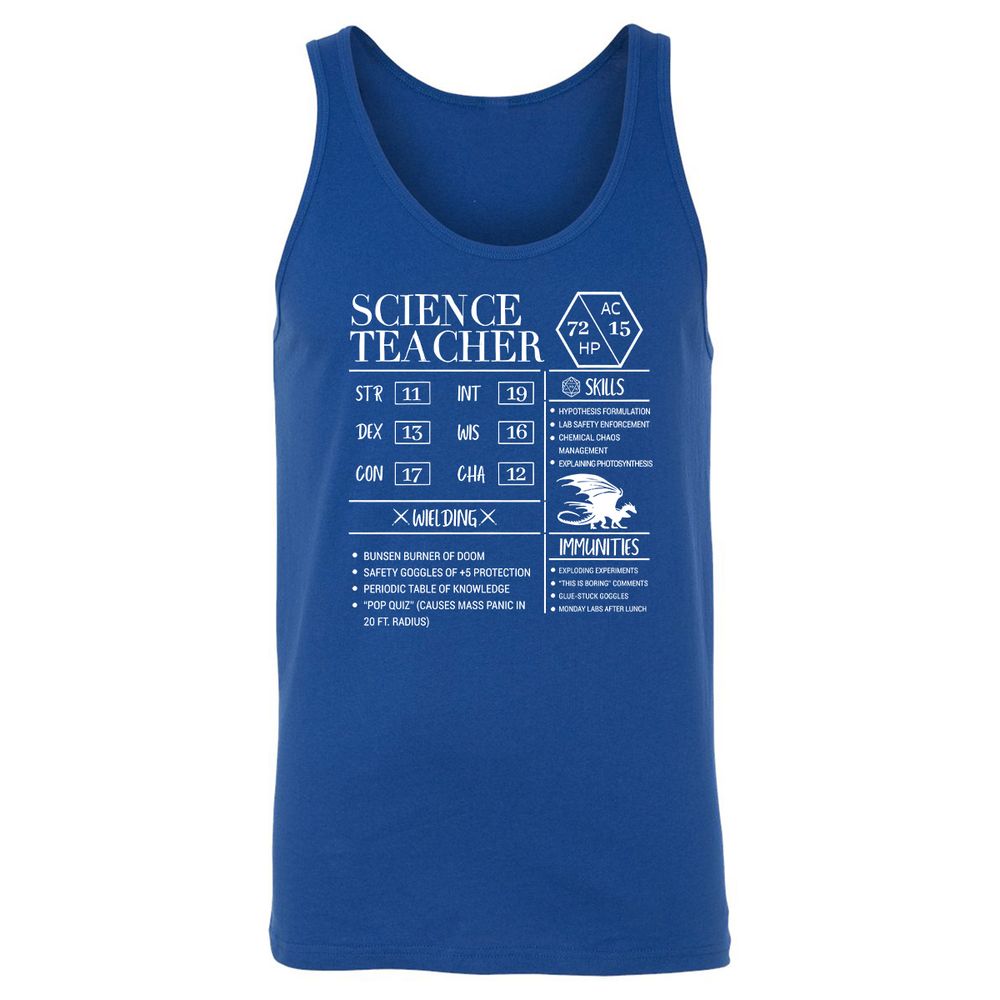 Science Teacher New Unisex Jersey Tank - True Royal - 13