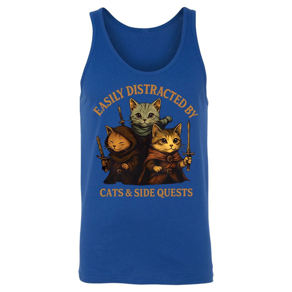 Easily Distracted By Cats & Side Quests Unisex Jersey Tank - True Royal - 13