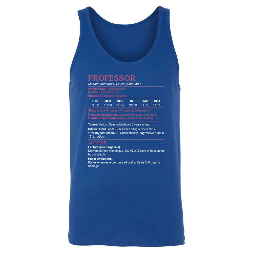 Professor Stats Unisex Jersey Tank - True Royal - 13