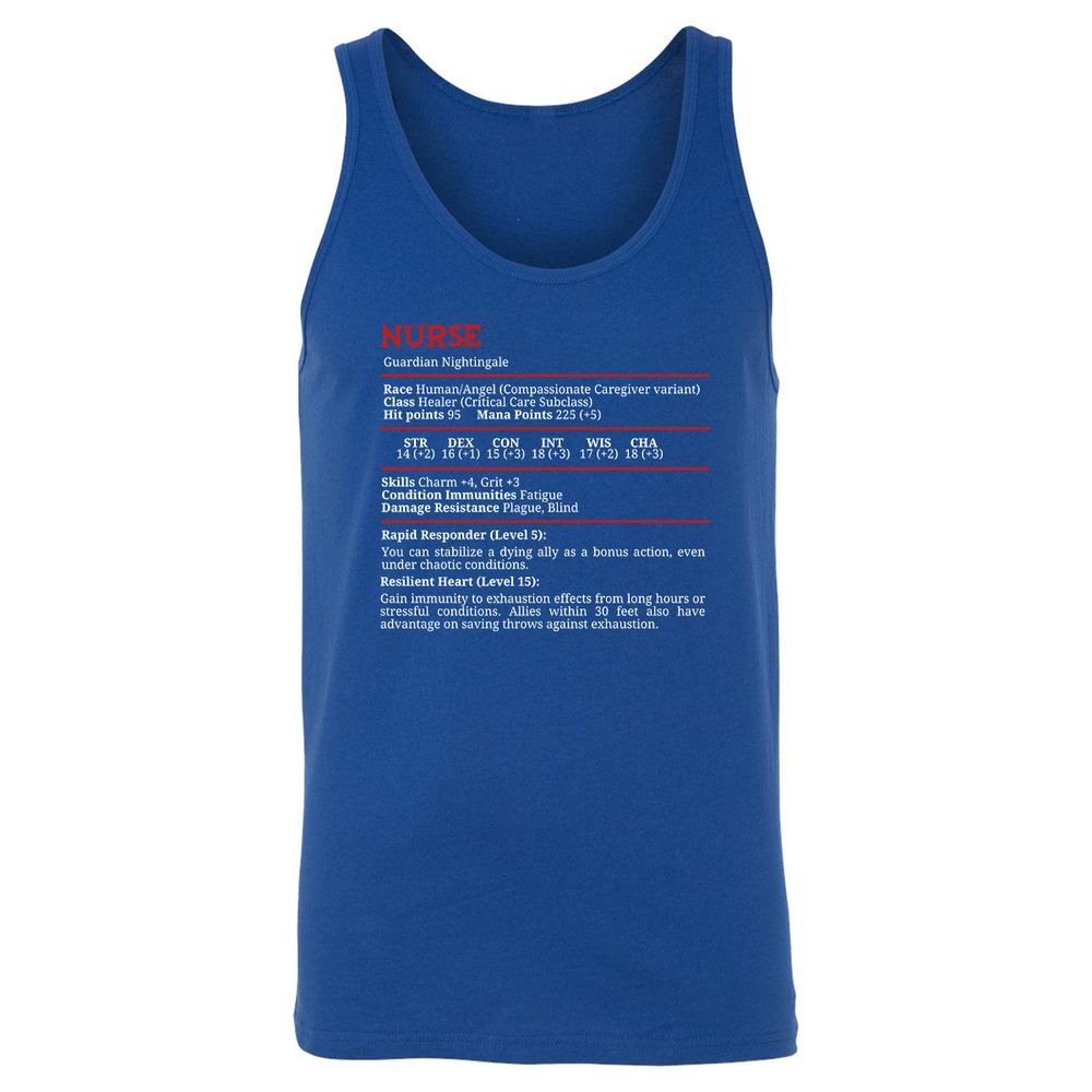 Nurse Stats Unisex Jersey Tank - True Royal - 13