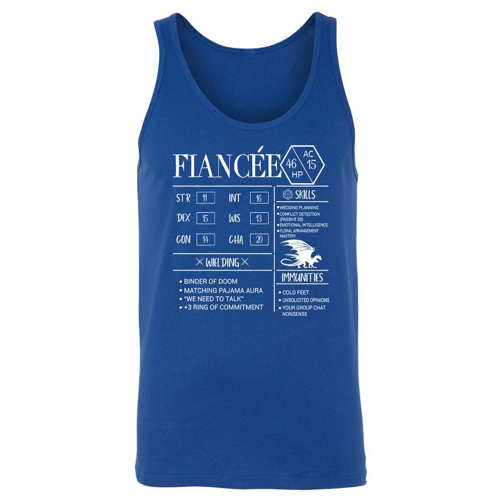 Fiancee Stats Unisex Jersey Tank - True Royal - 13