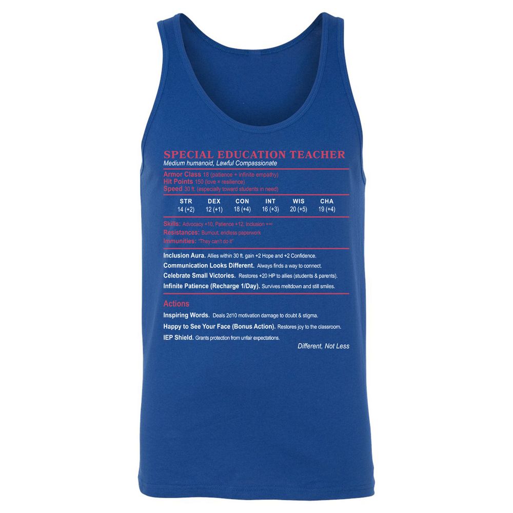 Special Education Teacher Unisex Jersey Tank - True Royal - 13