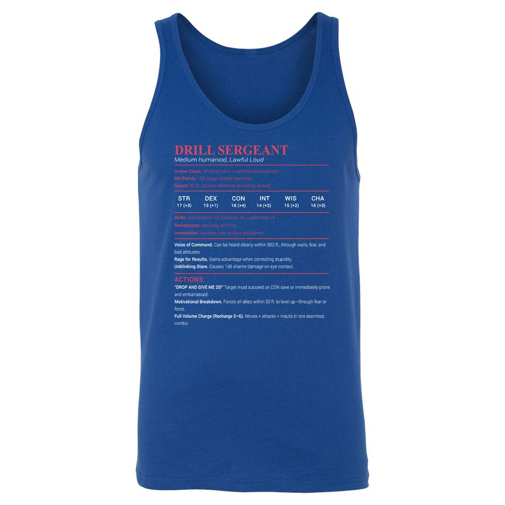 DRILL SERGEANT Unisex Jersey Tank - True Royal - 13