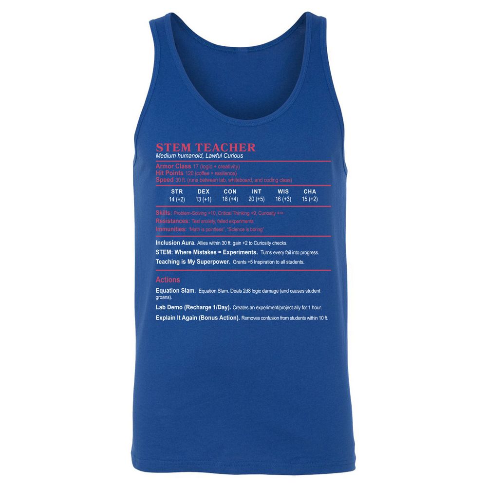 STEM TEACHER Unisex Jersey Tank - True Royal - 13