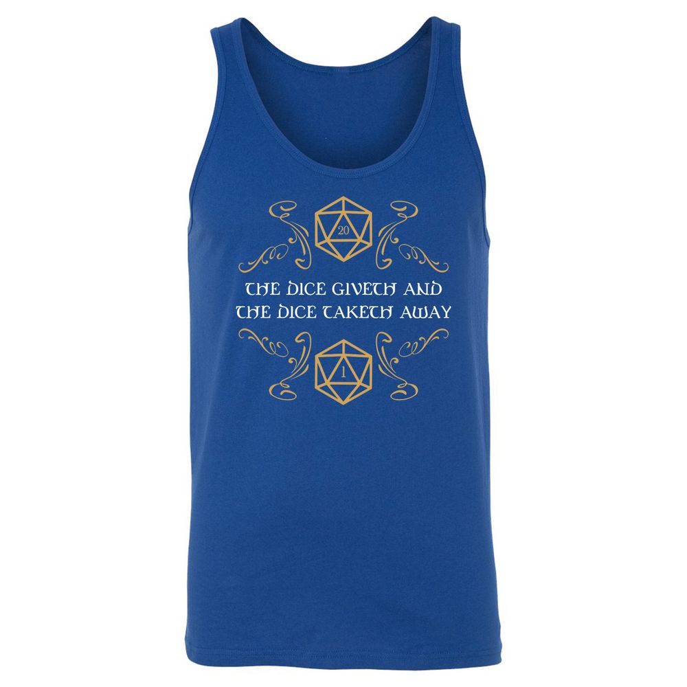 The Dice Giveth and Taketh Away Natural 20 and Critical Fail Unisex Jersey Tank - True Royal - 13