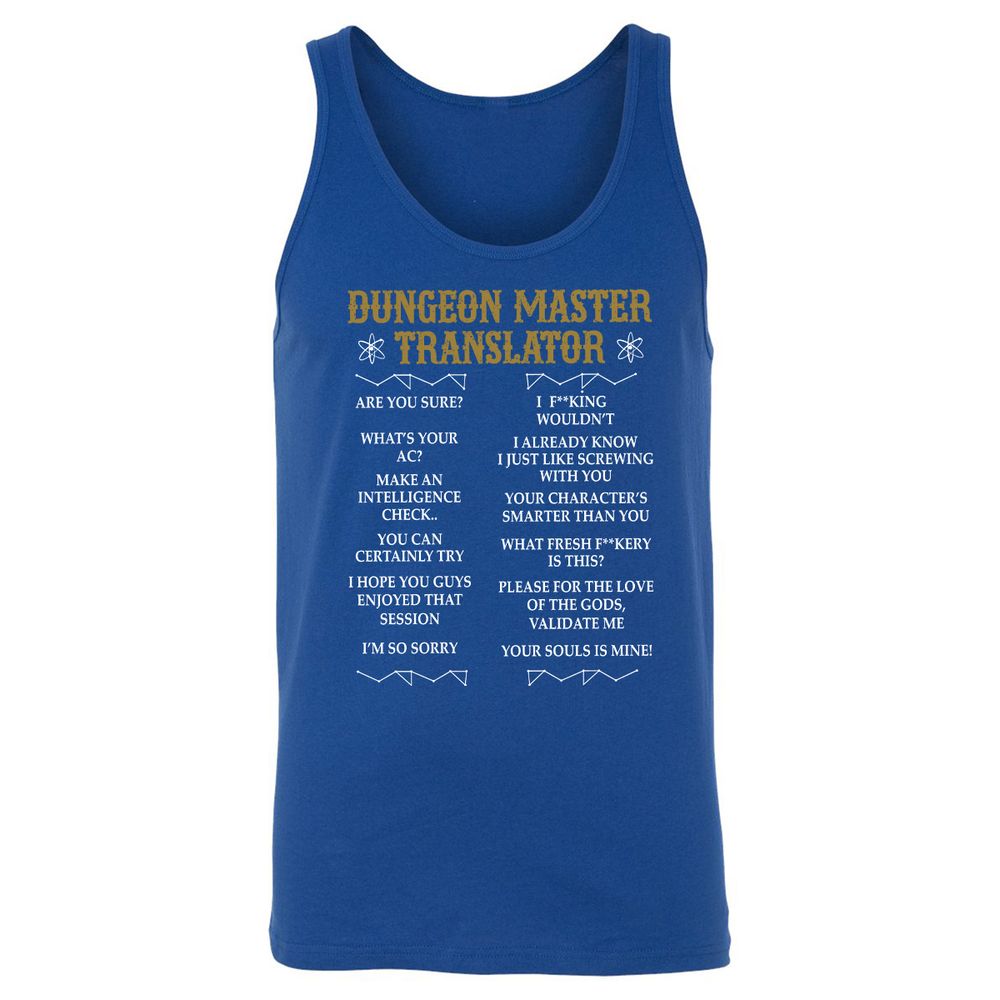 Dungeon Master Translator Unisex Jersey Tank - True Royal - 13