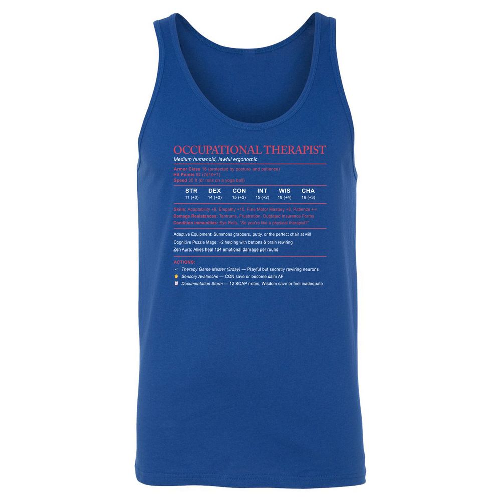 Occupational Therapist Stats Unisex Jersey Tank - True Royal - 13