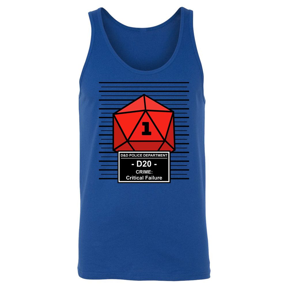 D20 Arrested For Critical Failure Unisex Jersey Tank - True Royal - 13