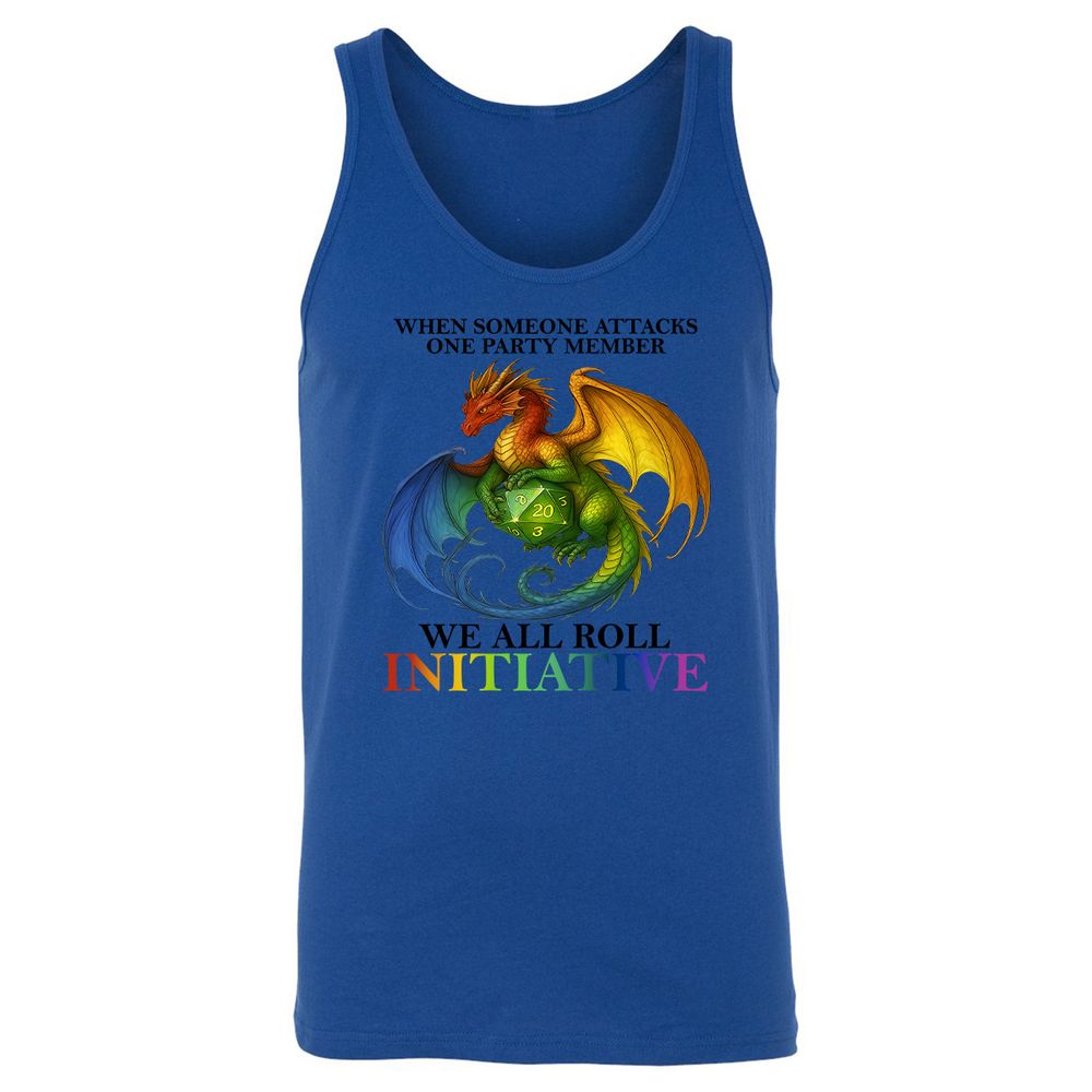 Dragon We All Roll For Initiative Unisex Jersey Tank - True Royal - 13