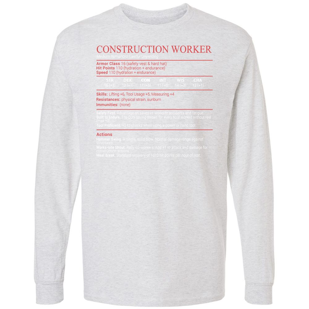 Construction Worker Stats Block - Ash - 14