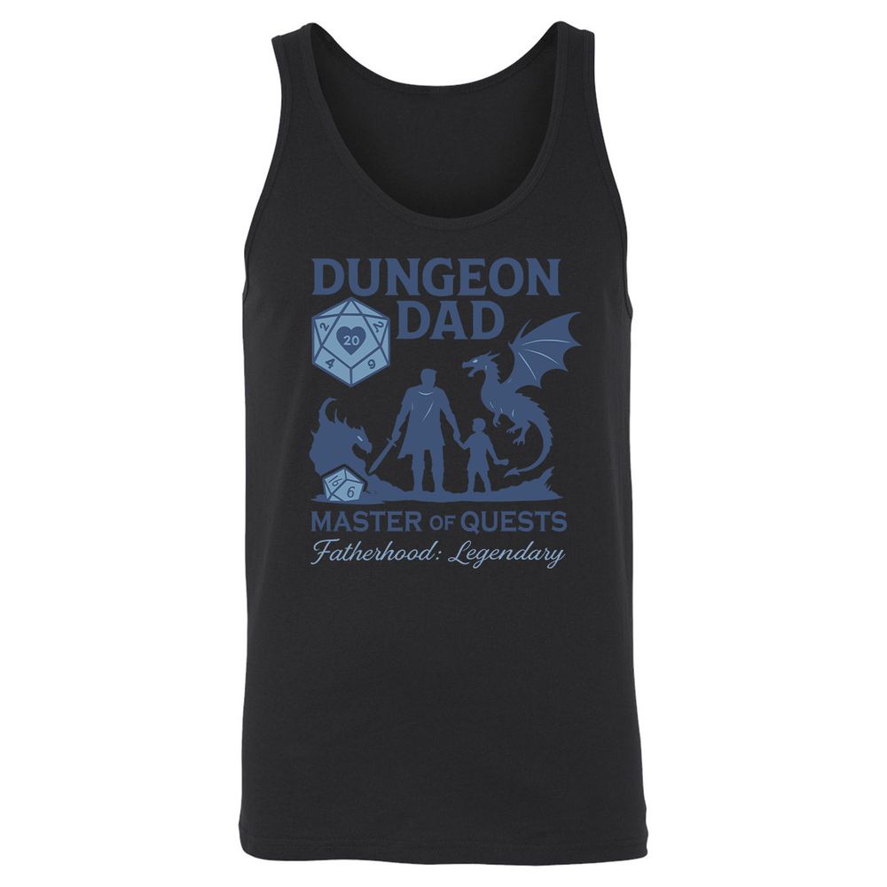 Dungeon Dad Master Of Quests Unisex Jersey Tank - Black - 14